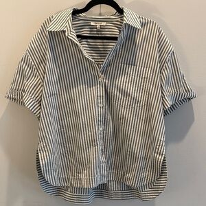 COASTAL Madewell Sage green and White Striped Casual Button Shirt